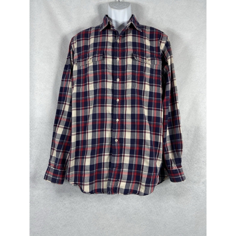 Vintage Polo Ralph Lauren Shirt Mens Large‎ Blue Red Flannel Button Up Plaid